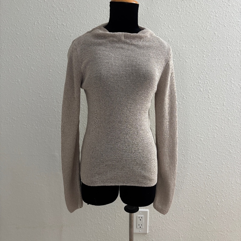 Zara Beige Textured Cowl Neck Sweater